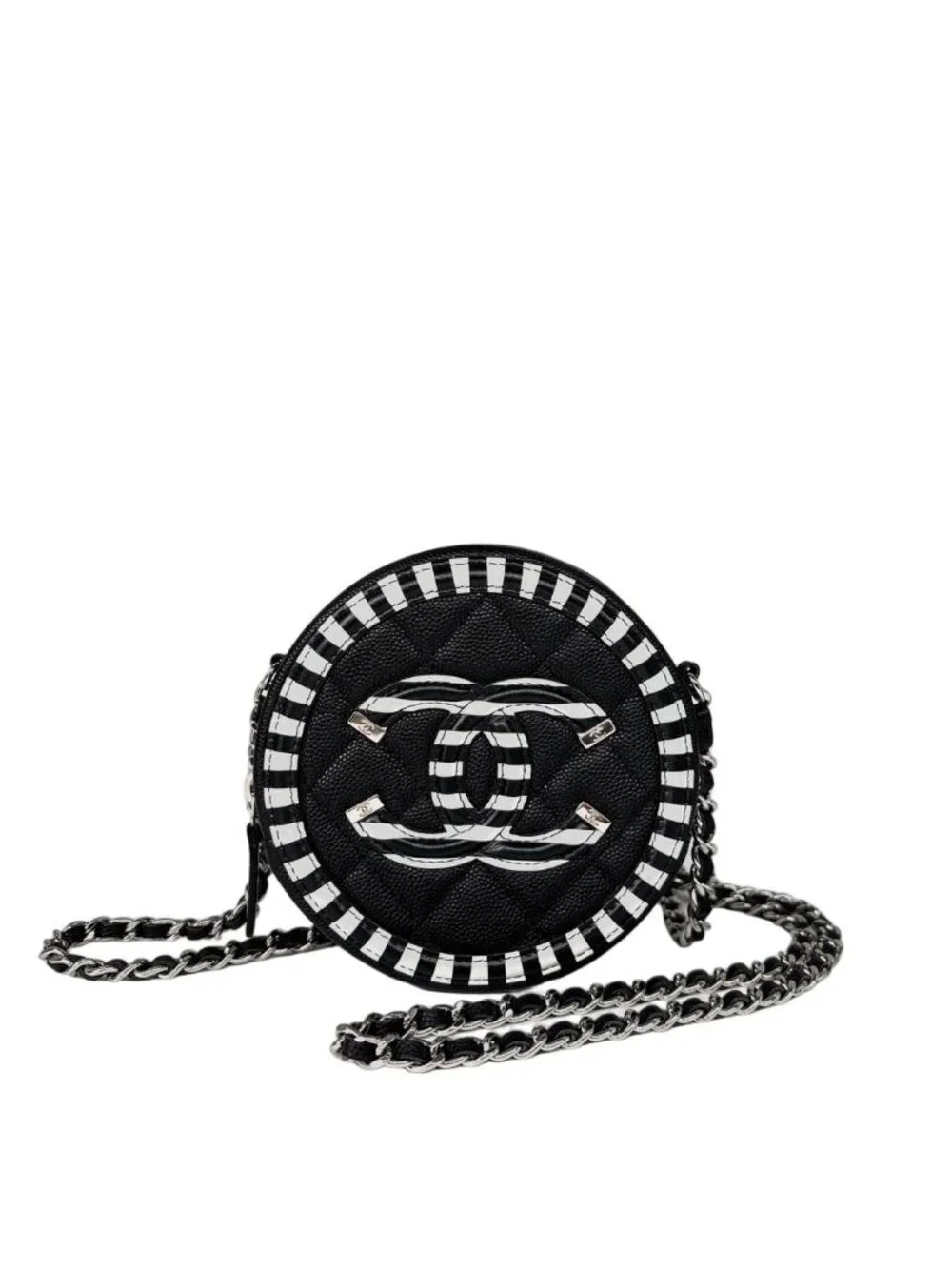 Chanel CC Filigree Caviar Leather Round Shoulder